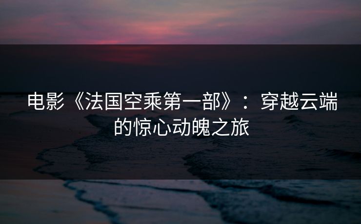 电影《法国空乘第一部》:穿越云端的惊心动魄之旅 电影《法国空乘第一部》:穿越云端的惊心动魄之旅