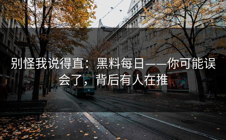别怪我说得直：黑料每日——你可能误会了，背后有人在推
