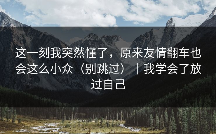这一刻我突然懂了，原来友情翻车也会这么小众（别跳过）｜我学会了放过自己