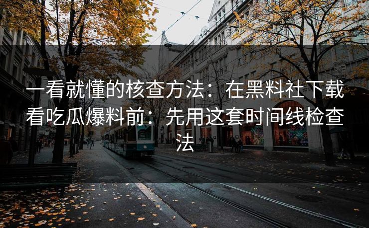 一看就懂的核查方法：在黑料社下载看吃瓜爆料前：先用这套时间线检查法