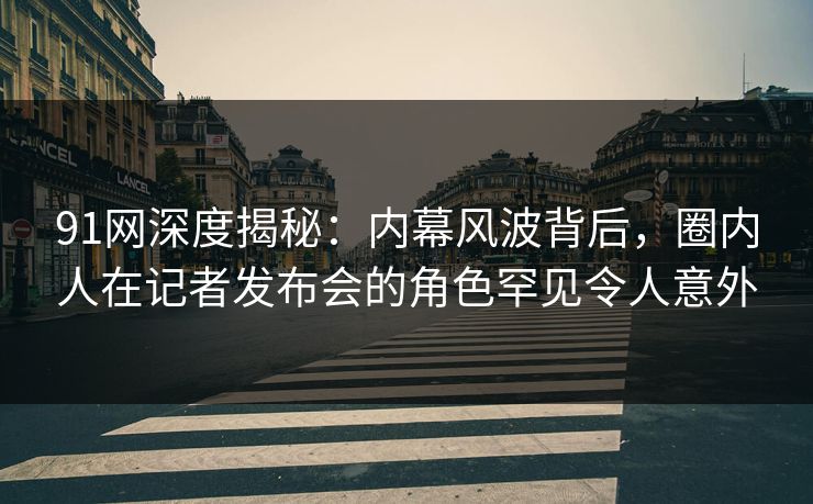 91网深度揭秘：内幕风波背后，圈内人在记者发布会的角色罕见令人意外